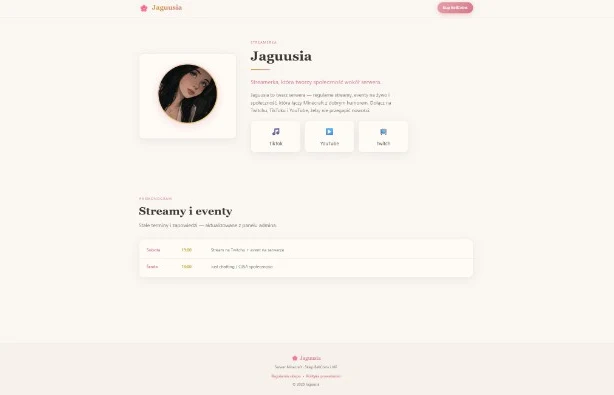 Jaguusia, profil streamerki